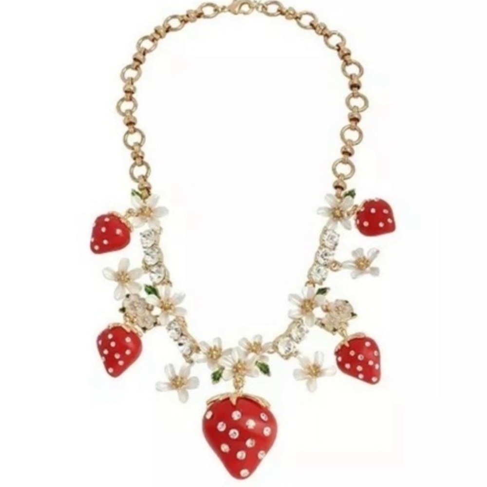 New Betsey Johnson strawberry necklace - Picture 3 of 11